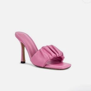 Tony Bianco Fara Pink Ruched Square Toe Mule Heels Slide Size 8.5